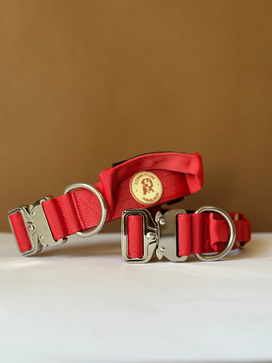4 cm tactical collar / With handle and cobra-type buckle - Red